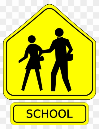 Clipart School Crossing Caution - School Crossing Sign Png Transparent Png