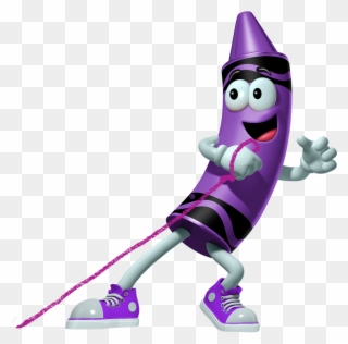 Purple Crayon Cartoon Character Pulling A Purple String - Crayola Crayon Characters Clipart