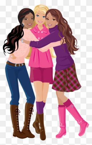 Personnages, Illustration, Individu, Personne, Gens - Barbie And Three Friends Clipart