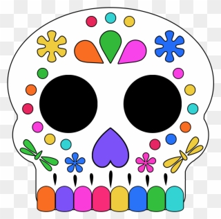 Colored In Day Of The Dead Sugar Skull Masks - Mask Clipart