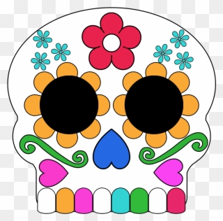 Colored In Day Of The Dead Sugar Skull Masks - Sugar Skull Mask Clipart