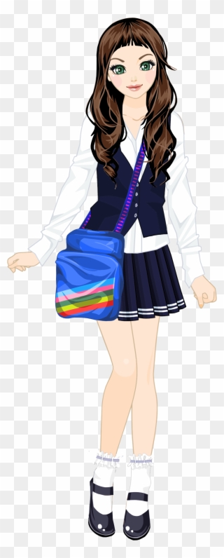 Big Image - Cartoon Girl Student In Uniform Clipart