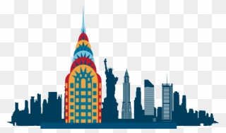 New York City Skyline Silhouette Illustration - New York City Illustration Clipart