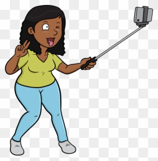 Monica Selfie Stickers - Girl Selfie Cartoon Png Clipart
