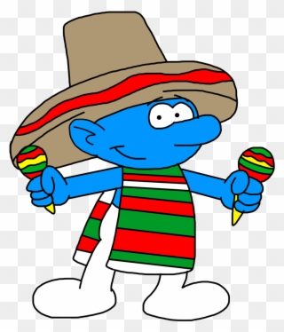Smurf With Dance Outfit - Smurf In A Sombrero Clipart