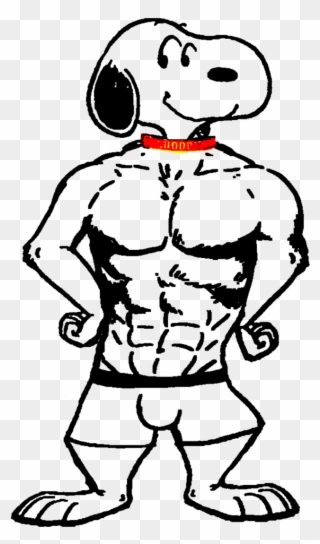 Muscle Man Line Art Vector Png Jpg Black And White - Snoopy Clipart