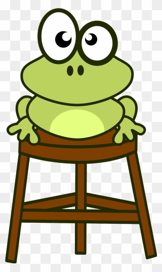 Frog On Stool - Funny Cartoon Frog Shower Curtain Clipart