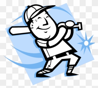 Leaping Off The Page - Cartoon Baseball Player Clipart