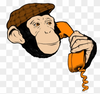 Illustration Of Chimp Talking On The Phone - Illustration Clipart