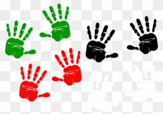 Handprint Clipart Finger Paint - Red And Green Handprint - Png Download
