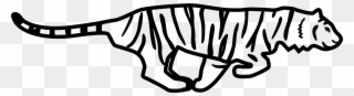 Tiger Outline Of Running Download - Tiger Running Clipart Black And White - Png Download