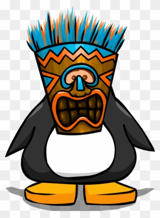 Blue Tiki Mask From A Player Card - Penguin With A Horn Clipart