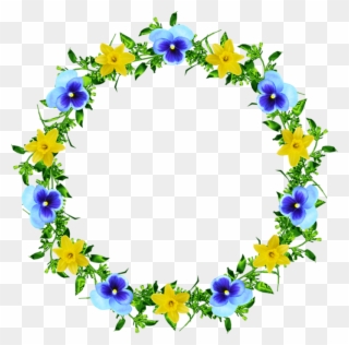 Image Result For Images For Purple Flower Frame With - Flowers Frame Circle Blue Png Clipart