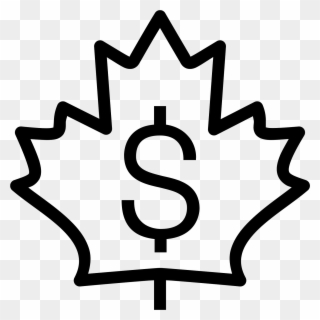 Canadian Dollar Sign - Outline Maple Leaf Silhouette Clipart
