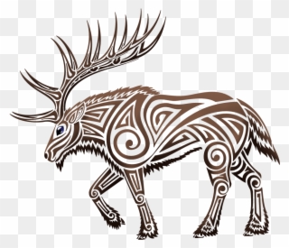 Clip Library Download Elk Clipart Tribal Free - Tribal Elk Tattoo - Png Download