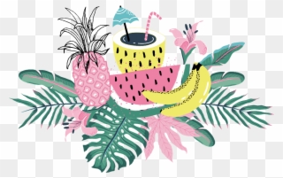 Ftestickers Genfest Summer Tropical Banana Watermelon - Tote Bag/sac De Plage Tropical Clipart