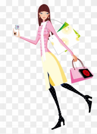 Happy Shopping Girl Vector Self-timer 595*842 Transprent - Compras De Moda Feminas Png Clipart