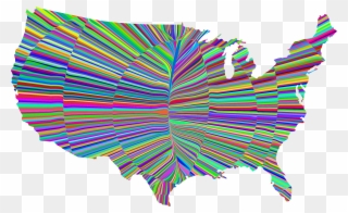 Psychedelic Waves United States Map Graphic Transparent - Usa Map Silhouette Png Clipart