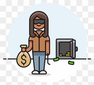 04 Thief Stealing Safe Female African American - Theft Clipart