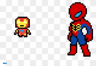 Iron Man And Spider Man - Pixel Art Spiderman Clipart