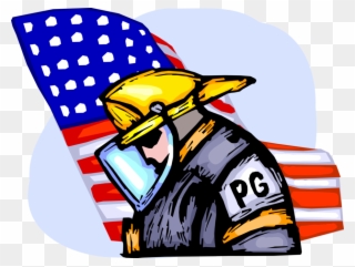 Vector Illustration Of Firefighter Fireman Pays Tribute - Firefighter Clipart