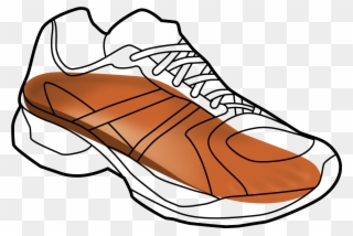 Youth Running Shoe Black Outline - Drawing Clipart