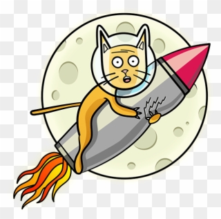 Kitty On A Rocket - Portable Network Graphics Clipart