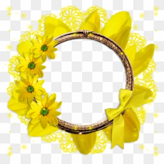 Yellow Frames - Sarı Çiçekli Çerçeve Png Clipart