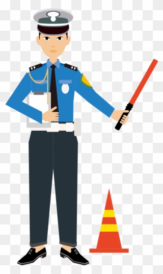 Officer Cartoon Painted Flat Transprent Png Free - Agente De Transito Animado Clipart