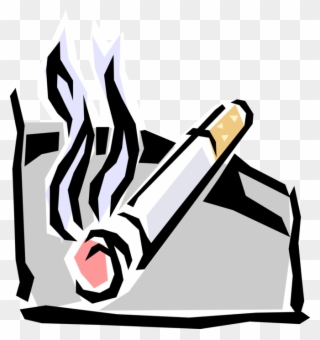 Vector Illustration Of Smoker's Cigarette In Ashtray Clipart