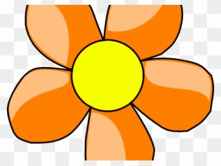 Orange Flower Clipart - Yellow And Green Cartoon Flowers - Png Download