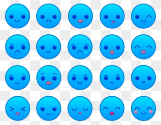 Blue Emoticons Set - Emoticon Blue Clipart