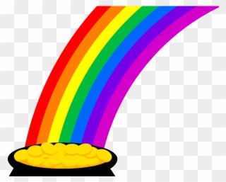 Rainbow And Pot Of Gold Clipart - Rainbow Pot Of Gold Drawings - Png Download