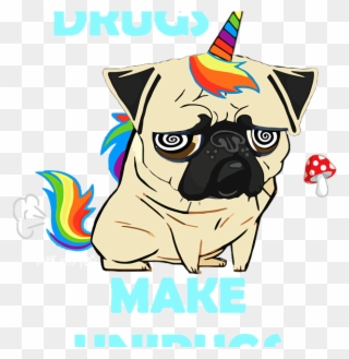 Dark Lord Pug - Drugs Make Unipugs Pug Dog T-shirt Clipart