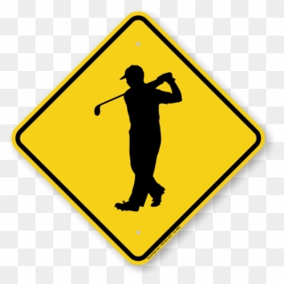 Golfer Crossing Symbol Sign - Golfers Crossing Sign Clipart