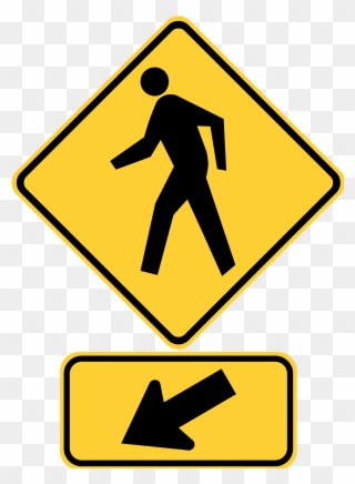 Open - Pedestrian Crossing Ahead Sign Clipart