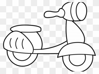 Scooter Clipart Coloring Page - Scooter Black And White Clipart - Png Download