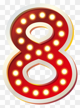 Red Number Eight With Lights Png Clip Art Imageu200b - Number Eight Clipart Transparent Png