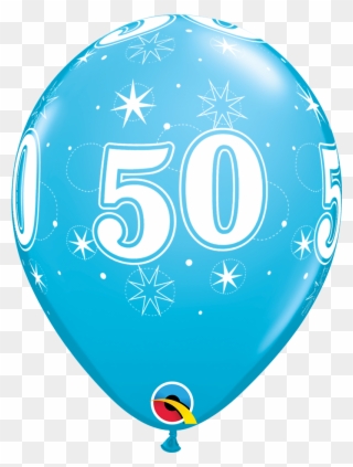 Robins Egg Blue 50th Birthday Latex Balloons - Blue 50th Birthday Balloons Clipart