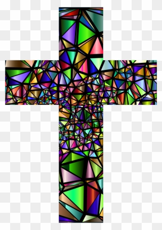 Black And White Catholic Clipart Stained Glass - Stained Glass Cross Clipart - Png Download