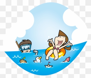 Swimming Clip Art - Swim In The Sea Cartoon - Png Download