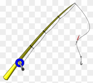 Fishing Pole Clipart Fishing Rod - Fishing Pole With Hook - Png Download