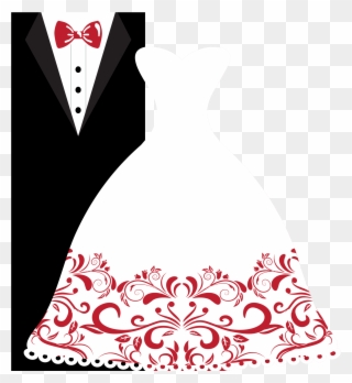 Wedding Invitation Bridegroom Wedding Dress Clip Art - Vector Bride And Groom Png Transparent Png