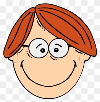 Smiling Red Head Boy With Glasses Clip Art At Clipartimage - Boy Head Clipart - Png Download