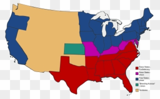 Slave And Free States Before The American Civil War - American Civil War 2 Clipart