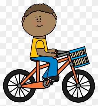 Boy Riding A Bicycle With A Basket - Boy On A Bike Clipart - Png Download