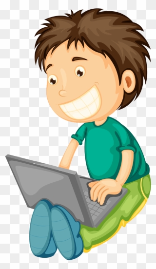 Computer Boy Clipart - Boy And Girl On Laptop Clipart - Png Download
