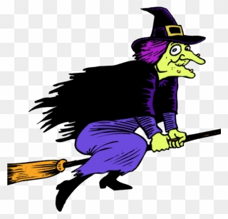 Witch On Broom Clipart This Cartoon Clip Art Of A Witch - Witch On Broomstick Clipart - Png Download