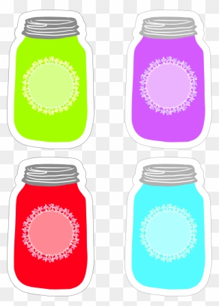 Colorful Mason Jar Tag Collection Free Printable - Color Mason Jar Clipart - Png Download
