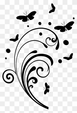 Butterfly Design Clipart Simple - Black And White Swirls Png Transparent Png